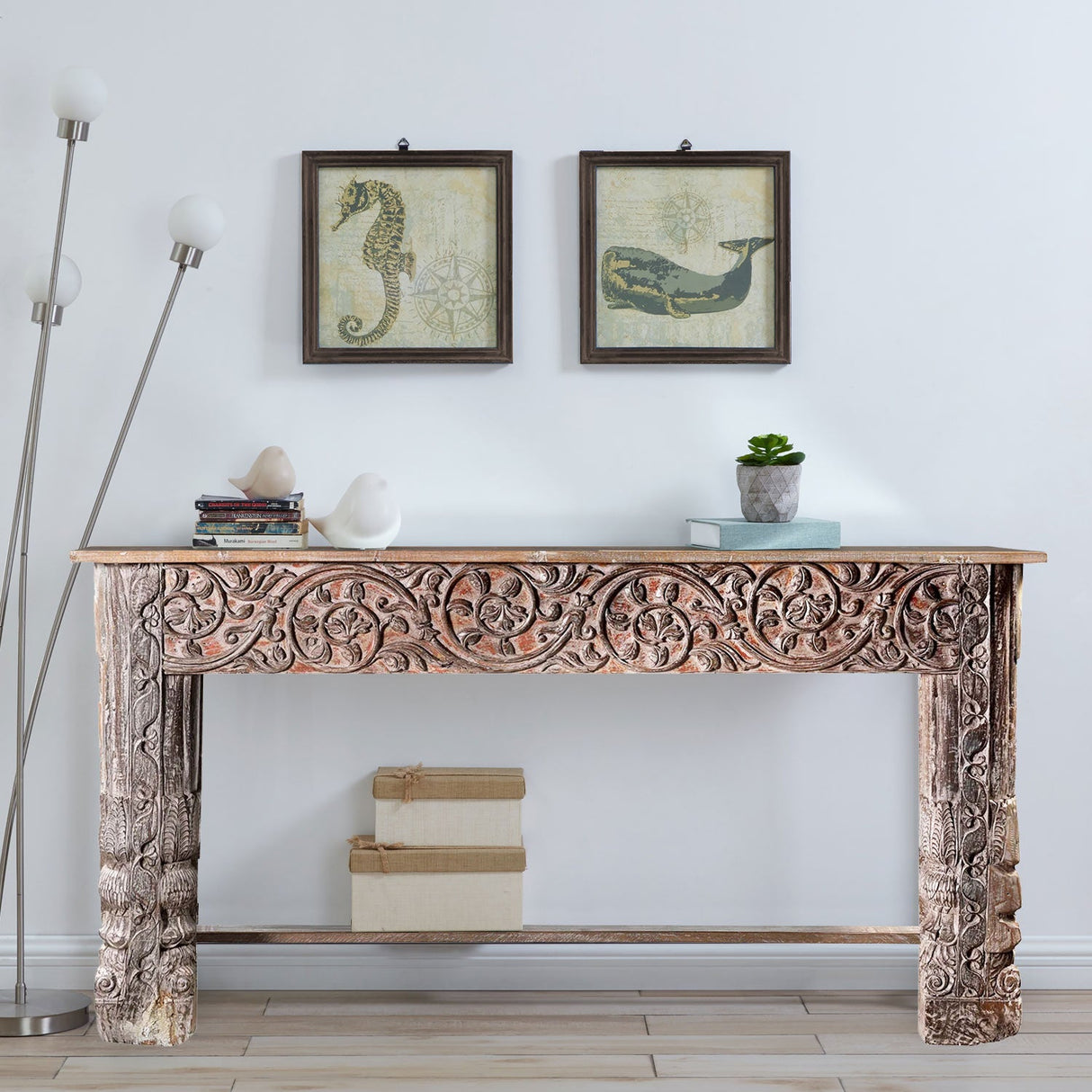 Antique Lintel And Spliced Column Upcycled Rustic Console Sofa Table