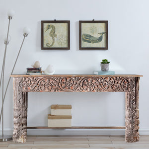 Antique Lintel And Spliced Column Upcycled Rustic Console Sofa Table