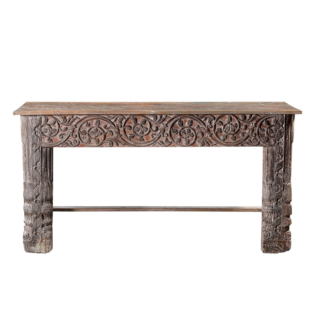 Antique Lintel And Spliced Column Upcycled Rustic Console Sofa Table