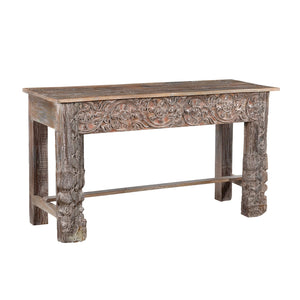 Antique Lintel And Spliced Column Upcycled Rustic Console Sofa Table