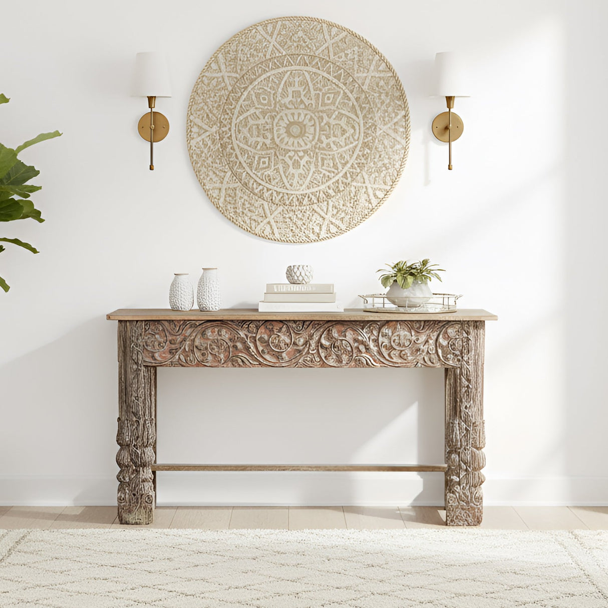 Antique Lintel And Spliced Column Upcycled Rustic Console Sofa Table