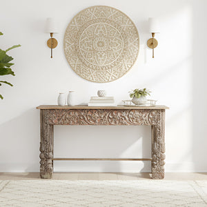 Antique Lintel And Spliced Column Upcycled Rustic Console Sofa Table