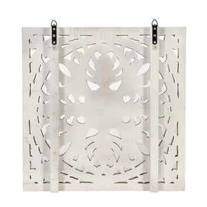 Farmhouse Style 27" Square Lattice Carved Solid Wood Wall Panel