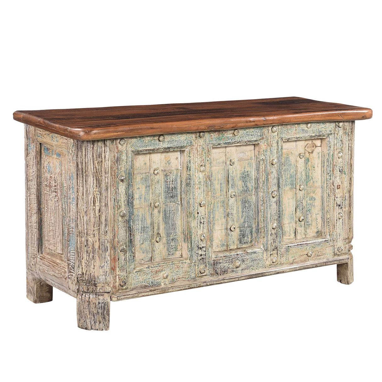 Antique Door Repurposed 47" Wide Rustic Bed End Chest