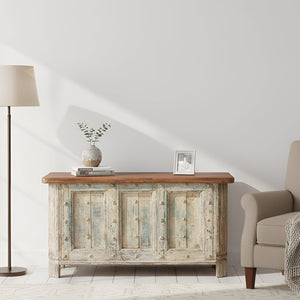 Antique Door Repurposed 47" Wide Rustic Bed End Chest