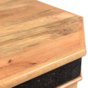 Mediterranean Style Solid Wood Hexagon Small Coffee Table With Carved Border