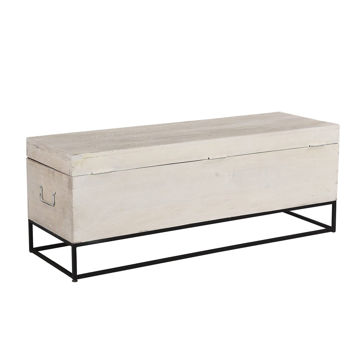 Modern Solid Wood 46" Long Bed End Chest On Metal Stand