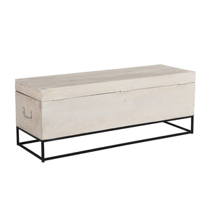 Modern Solid Wood 46" Long Bed End Chest On Metal Stand