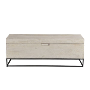 Modern Solid Wood 46" Long Bed End Chest On Metal Stand
