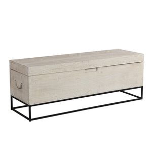 Modern Solid Wood 46" Long Bed End Chest On Metal Stand