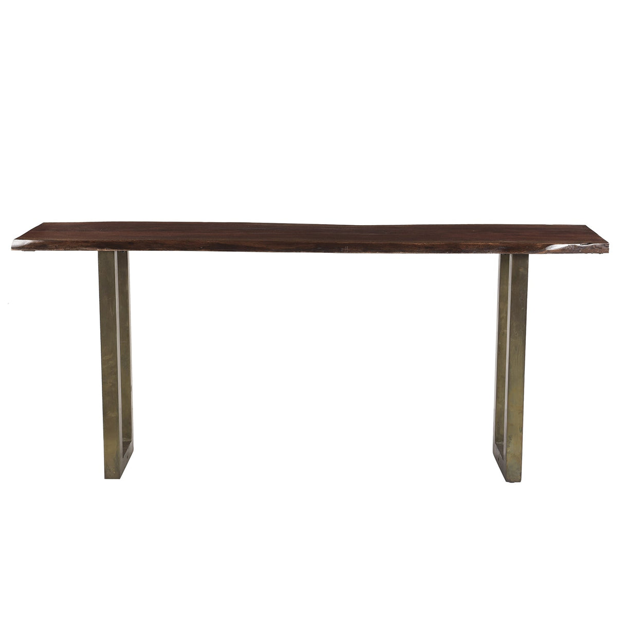 Modern Live Edge Solid Wood Top Console With Chrome Base