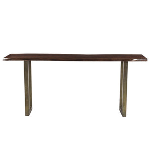 Modern Live Edge Solid Wood Top Console With Chrome Base