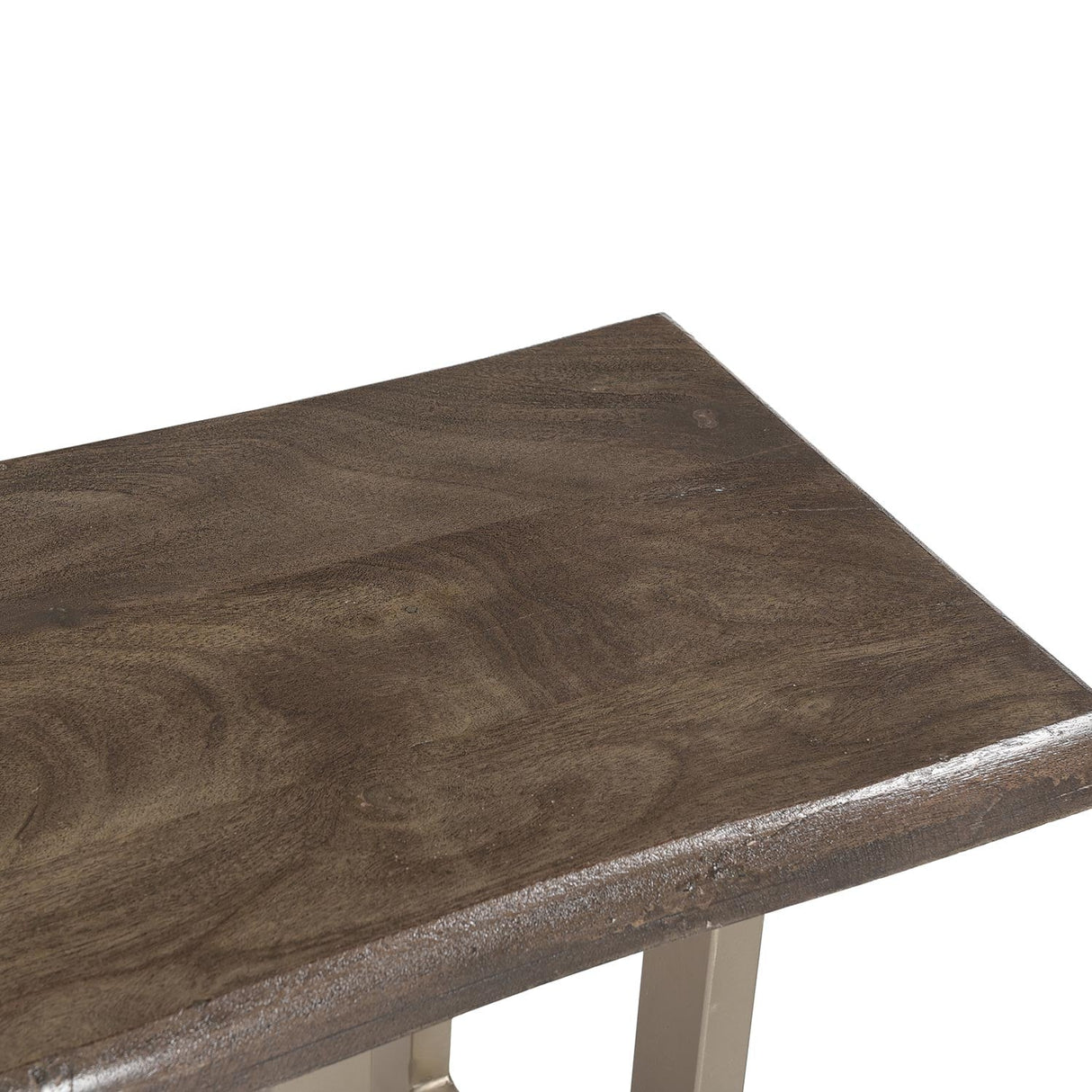 Modern Live Edge Solid Wood Top Console With Chrome Base