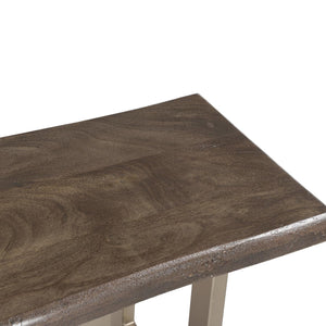 Modern Live Edge Solid Wood Top Console With Chrome Base