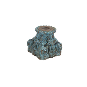 Antique Carved Wooden Column Base Distressed Candle Holder Riser