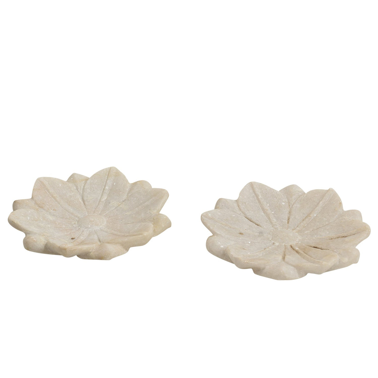 Lotus Carved 6" Round Marble Platter Catchall