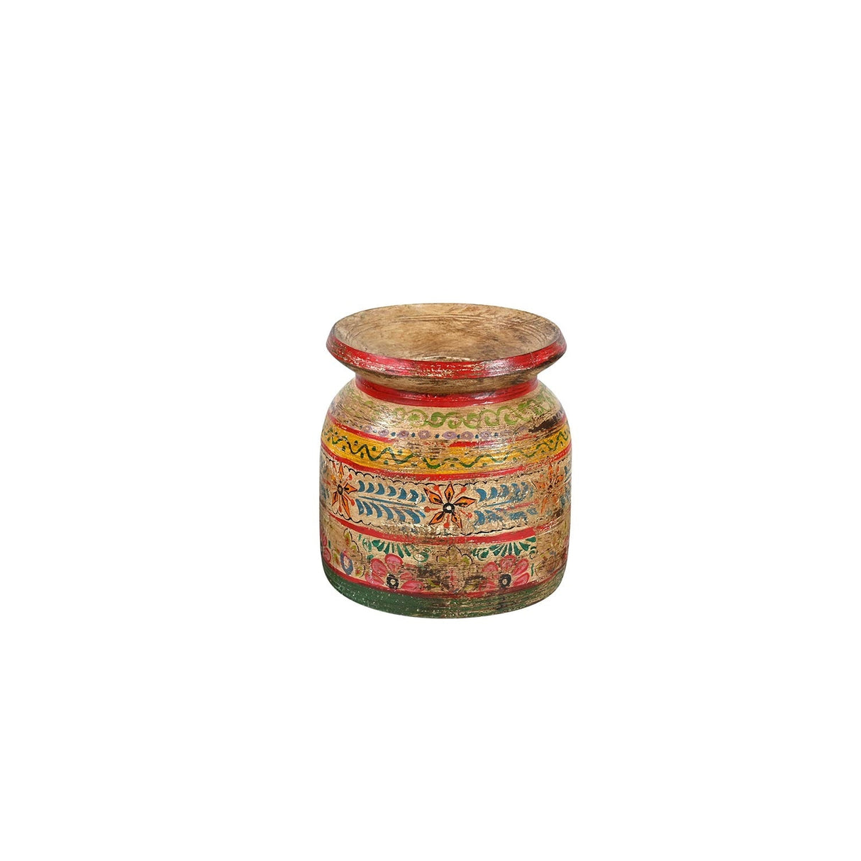 Farmhouse Style Hand Painted Vintage Wooden Milk Pot Vase