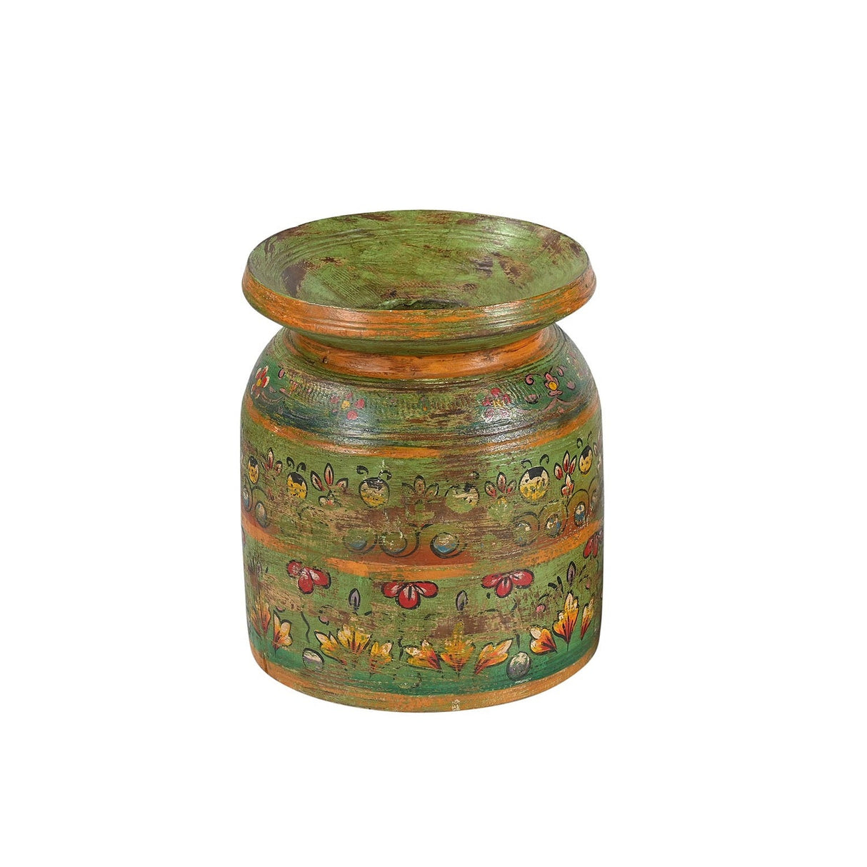 Farmhouse Style Hand Painted Vintage Wooden Milk Pot Vase