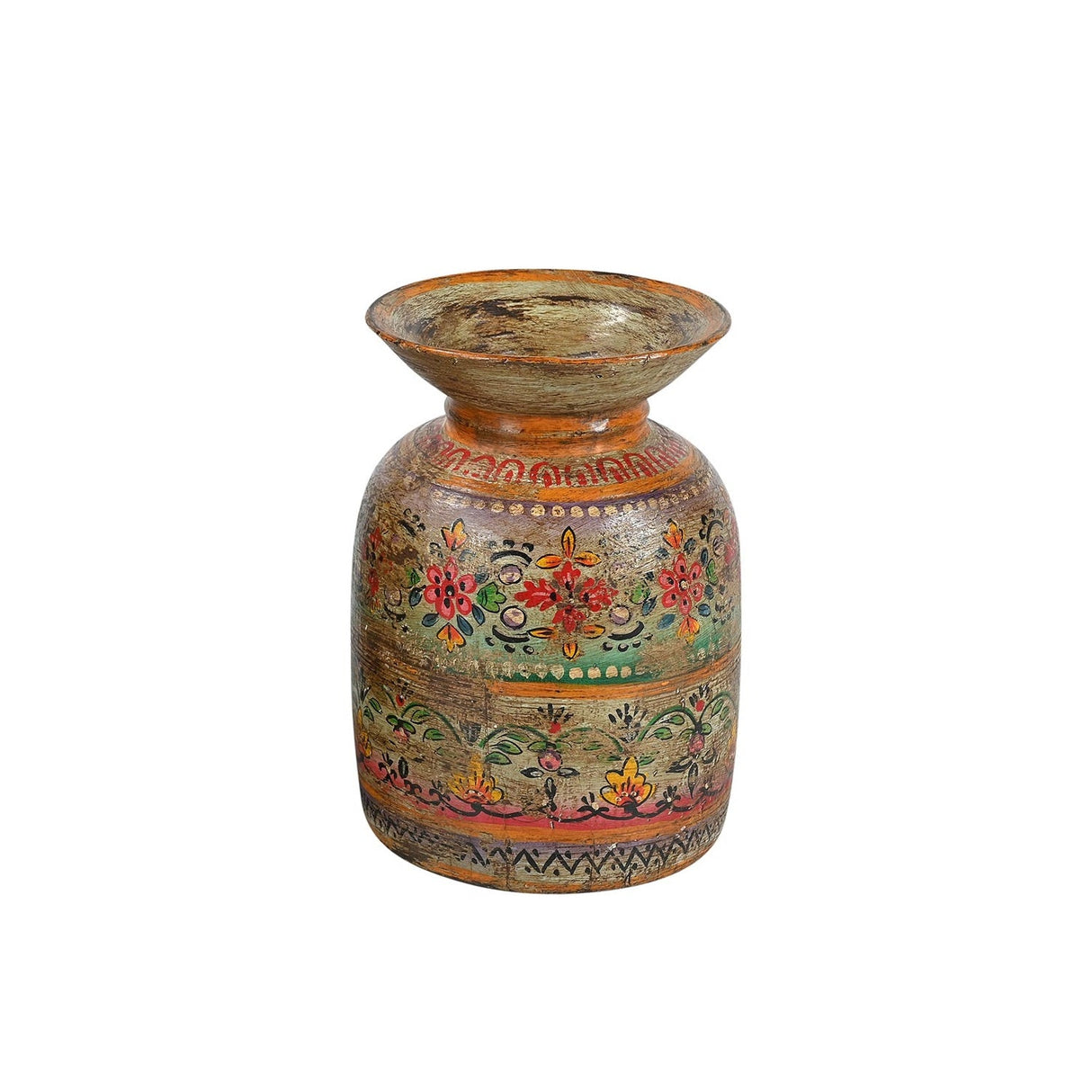 Farmhouse Style Hand Painted Vintage Wooden Milk Pot Vase