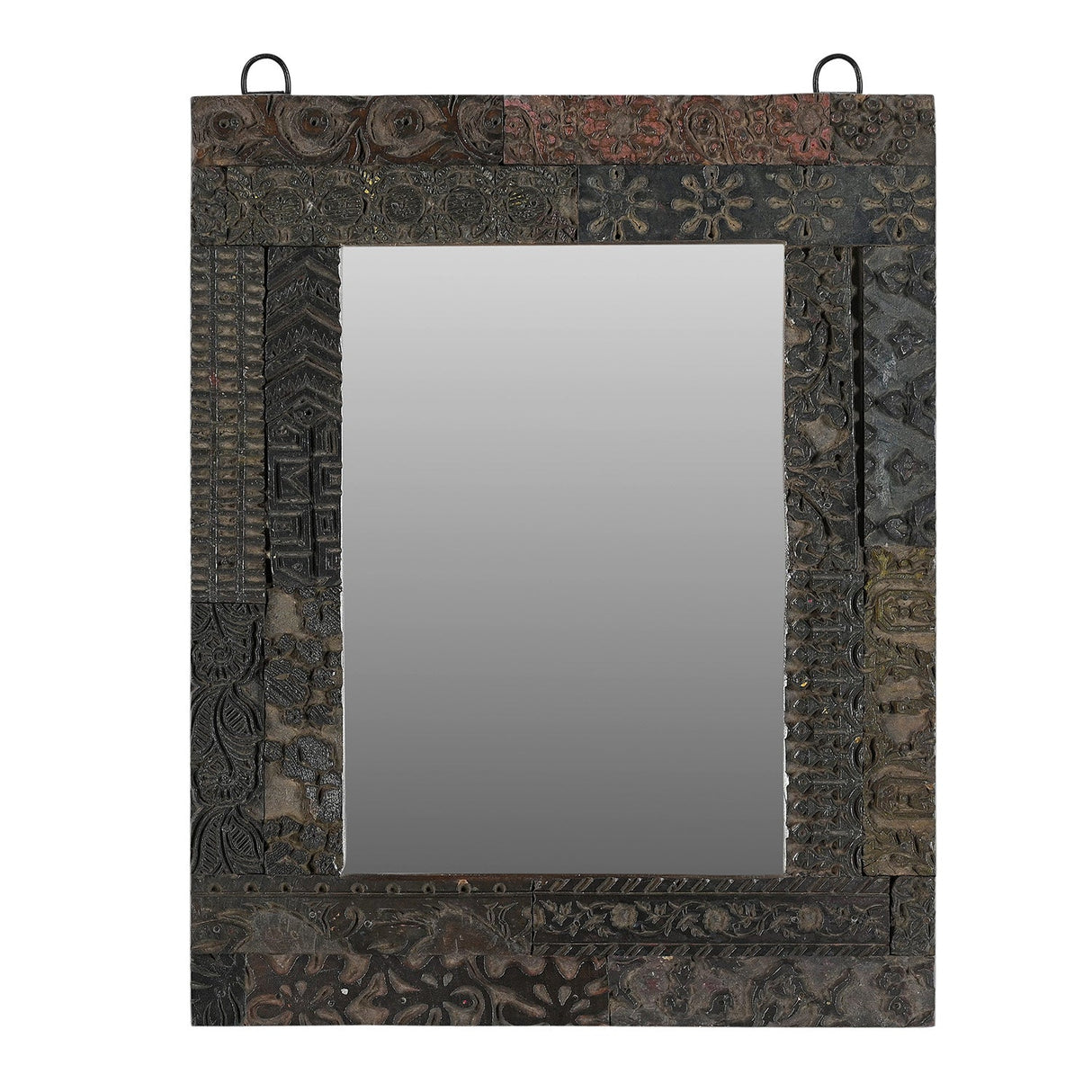 Eclectic Vintage Printing Blocks Upcycled 10 in. x12 in. Small Accent Mirror