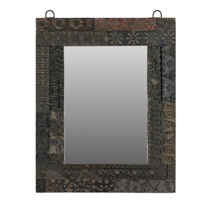 Eclectic Vintage Printing Blocks Upcycled 10 in. x12 in. Small Accent Mirror