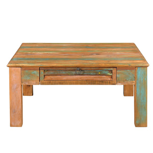 Farmhouse Style 40 in. Square Distressed Solid Wood Coffee Table