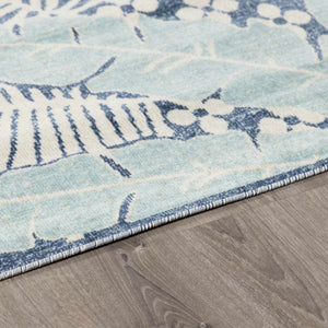 Thebarton Coastal Blue Palm Area Rug