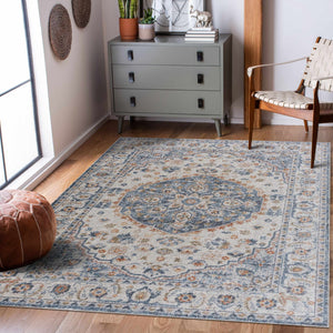 Hiti Cream&Blue Washable Rug - Clearance