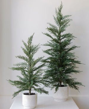 24" / 2’ Artificial Evergreen Cedar Tree Set