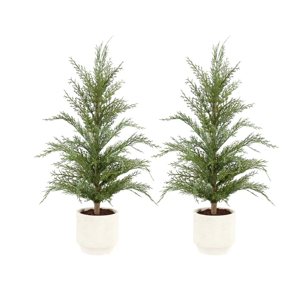 2' Faux Cedar Tree, Set of 2
