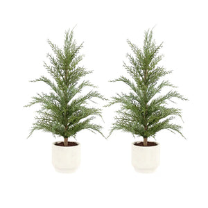 2' Faux Cedar Tree, Set of 2