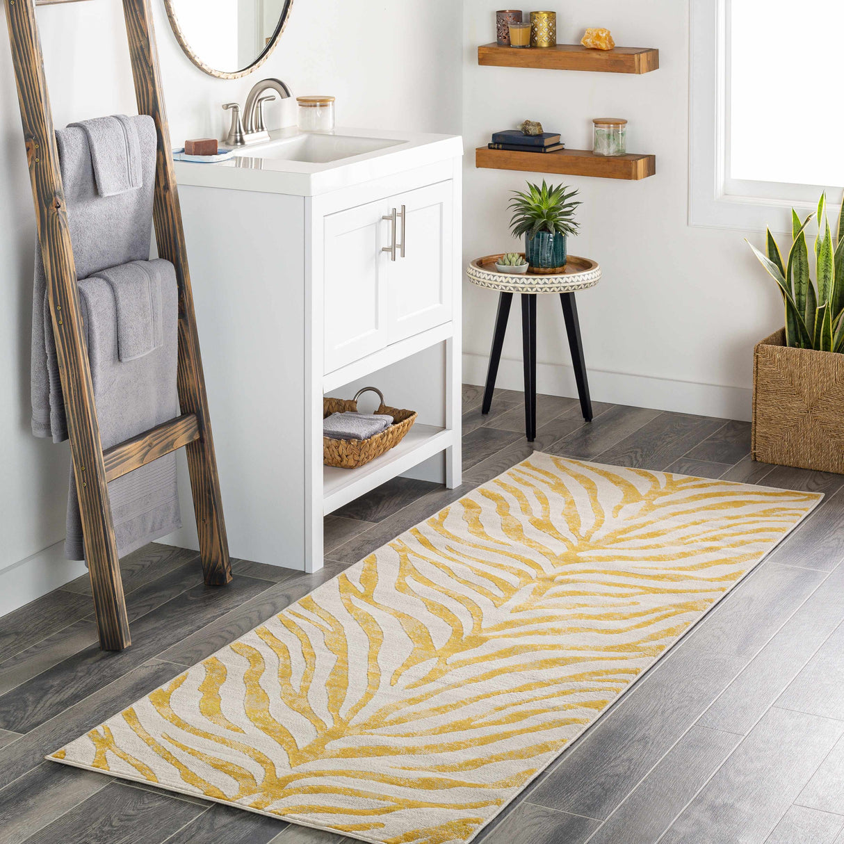 Yellow Terra Zebra Print Area Rug - Clearance