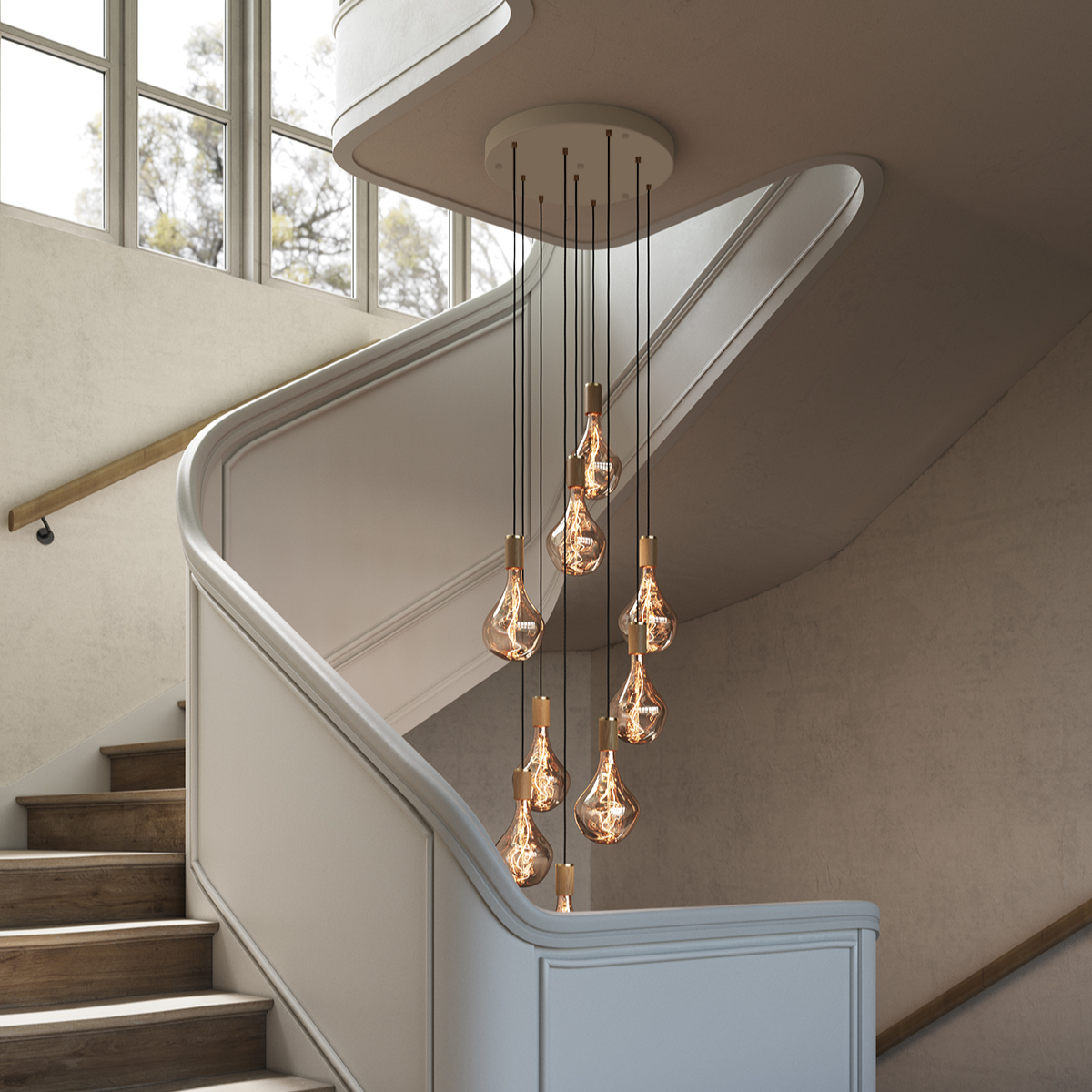 Nine Pendant in Oak + Voronoi II