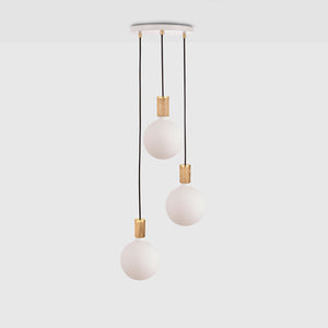 Triple Pendant in Oak + Sphere IV - White Canopy