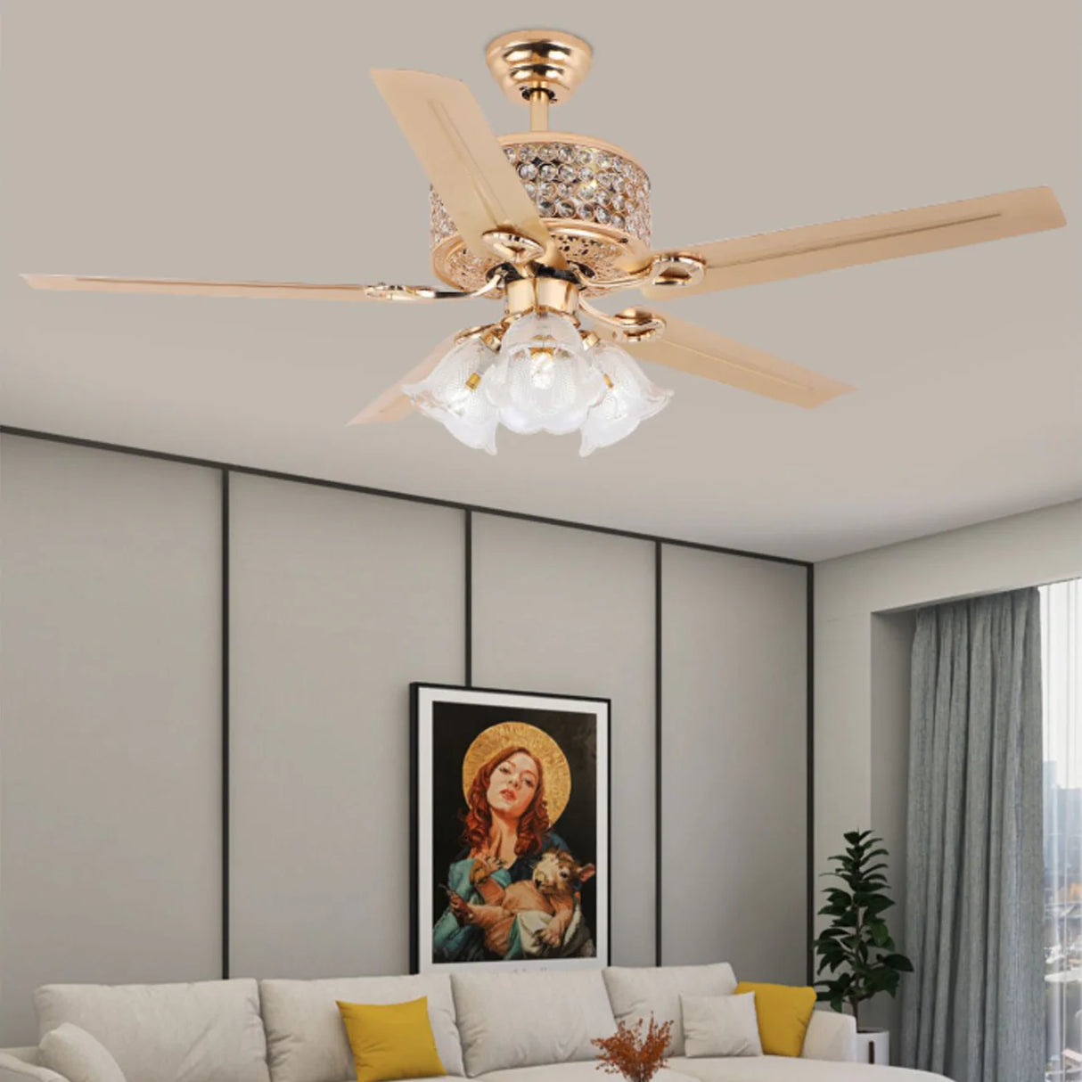 Tiffany Laure Crystal Ceiling Fan Light