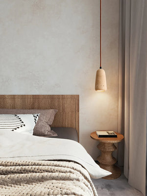 Travertine Brrskbk Cylindrical Pendant Light