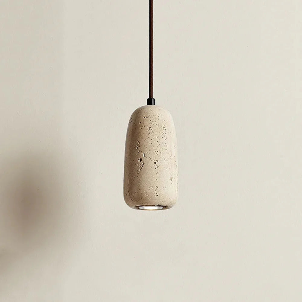 Travertine Brrskbk Cylindrical Pendant Light