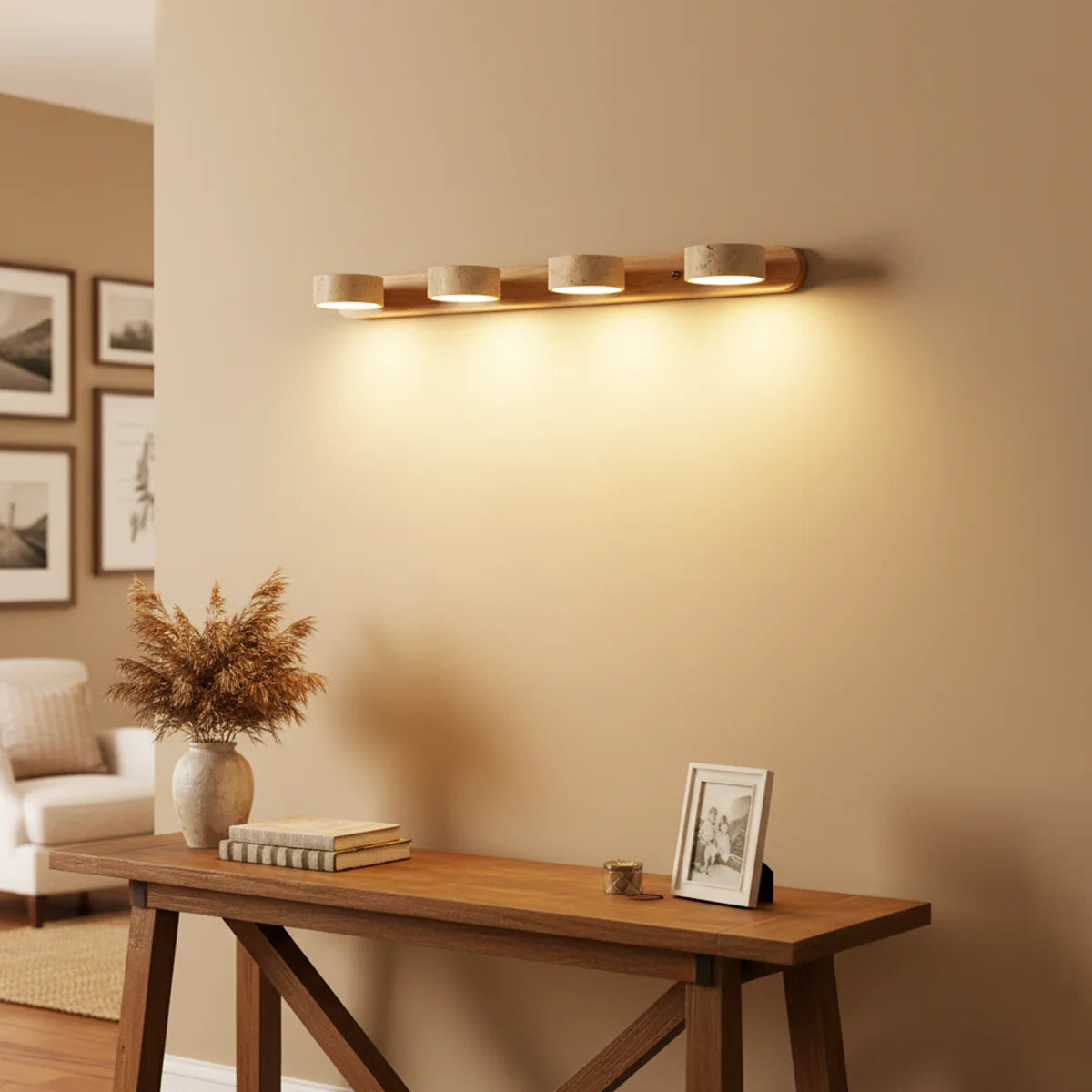 Travertine Duo Wood Wall Light