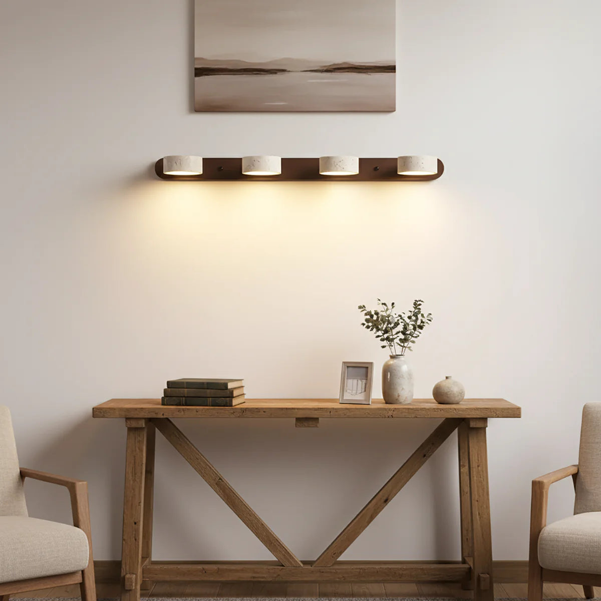 Travertine Duo Wood Wall Light