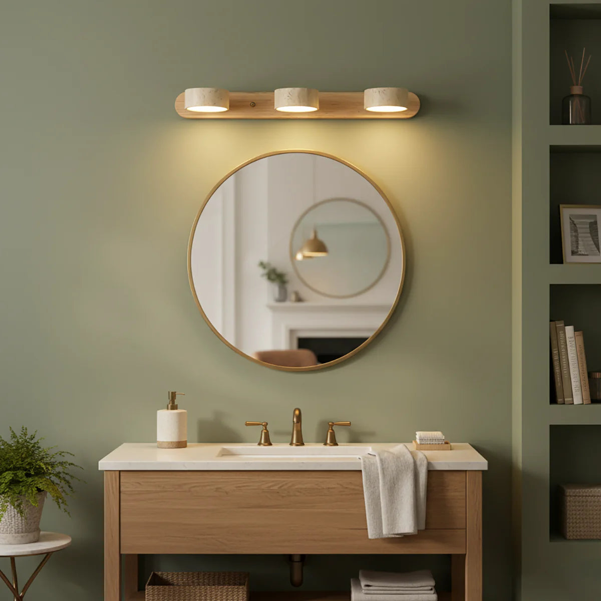 Travertine Duo Wood Wall Light