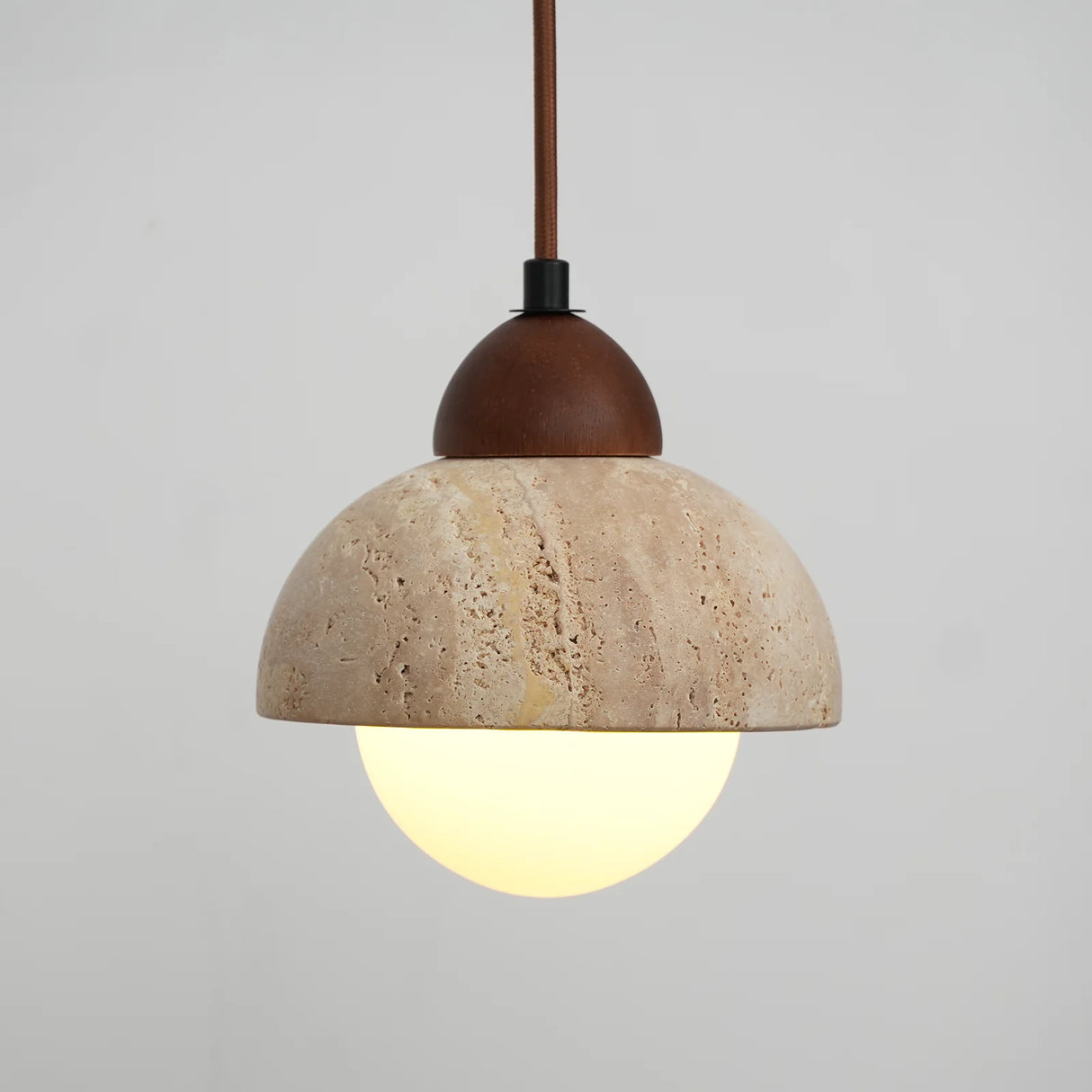 Travertine Glass Semicircle Pendant Light