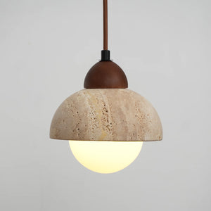Travertine Glass Semicircle Pendant Light