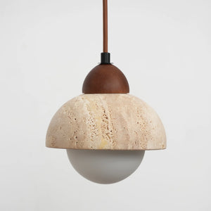 Travertine Glass Semicircle Pendant Light