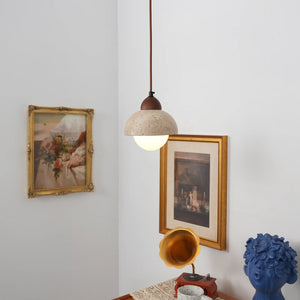 Travertine Glass Semicircle Pendant Light