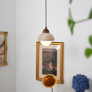 Travertine Glass Semicircle Pendant Light
