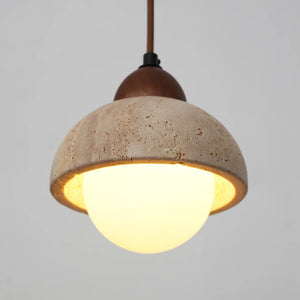 Travertine Glass Semicircle Pendant Light