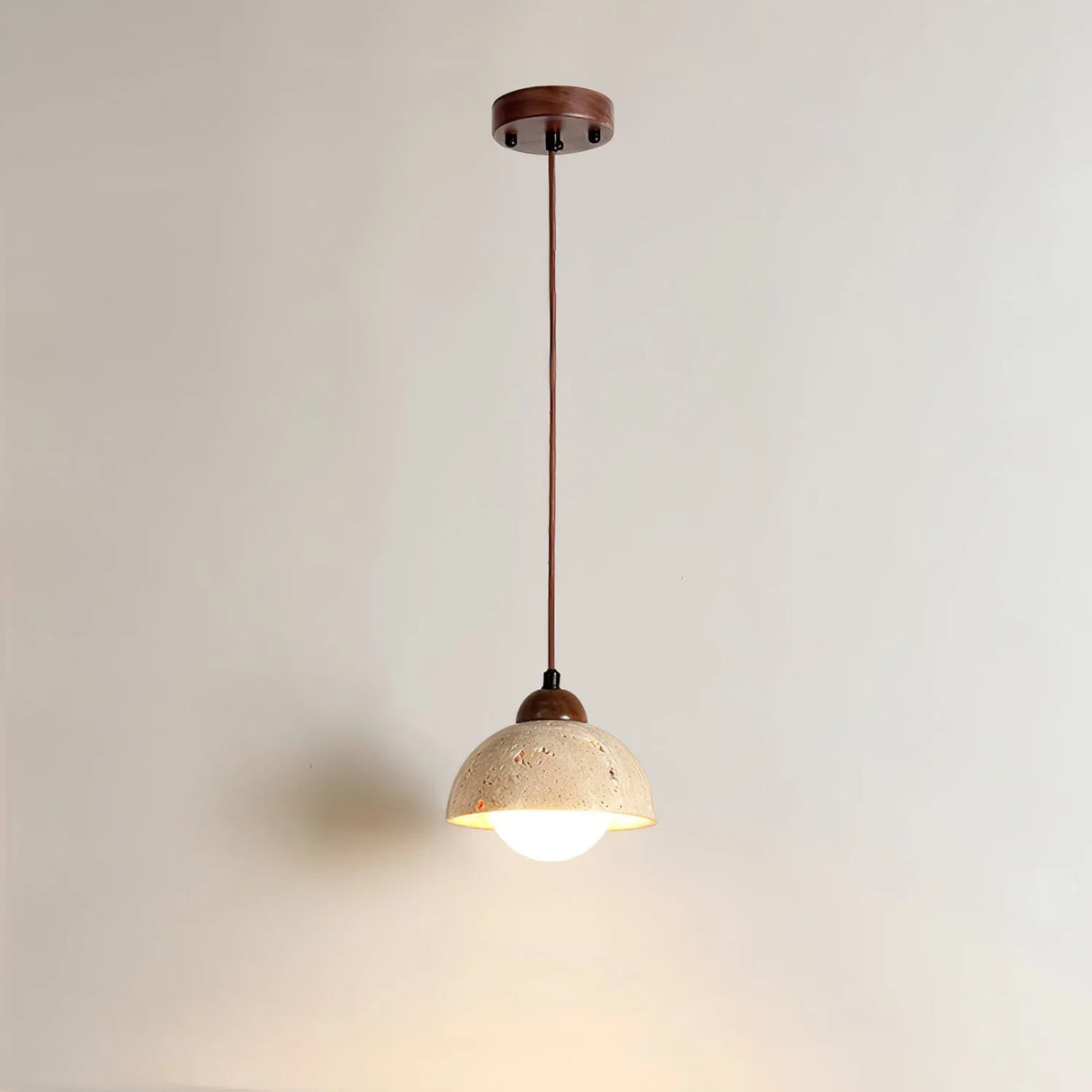 Travertine Glass Semicircle Pendant Light