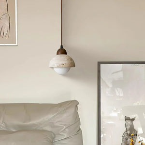 Travertine Glass Semicircle Pendant Light