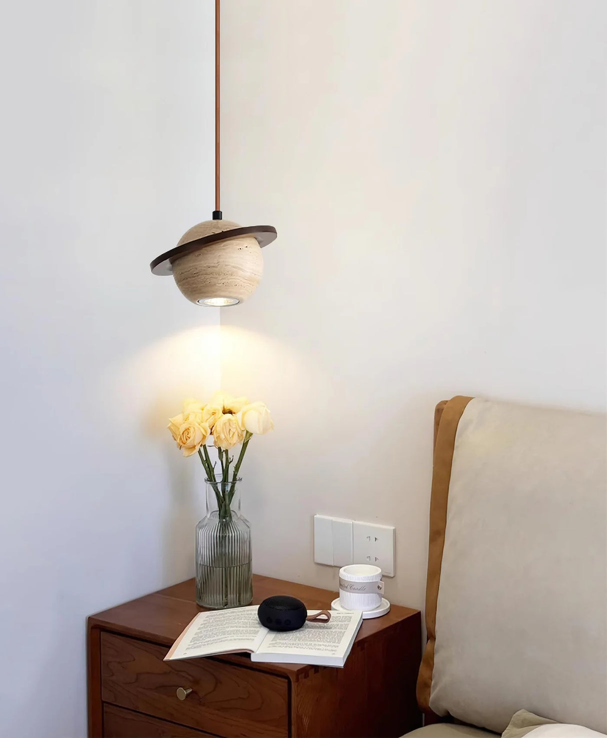 Travertine Planet Pendant Light