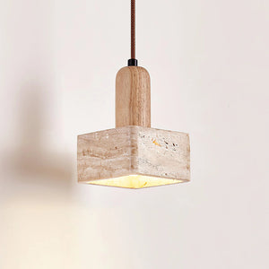 Travertine Talla Wood Pendant Lamp